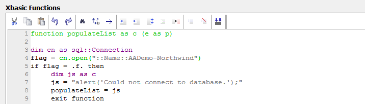 A section of the populateList function